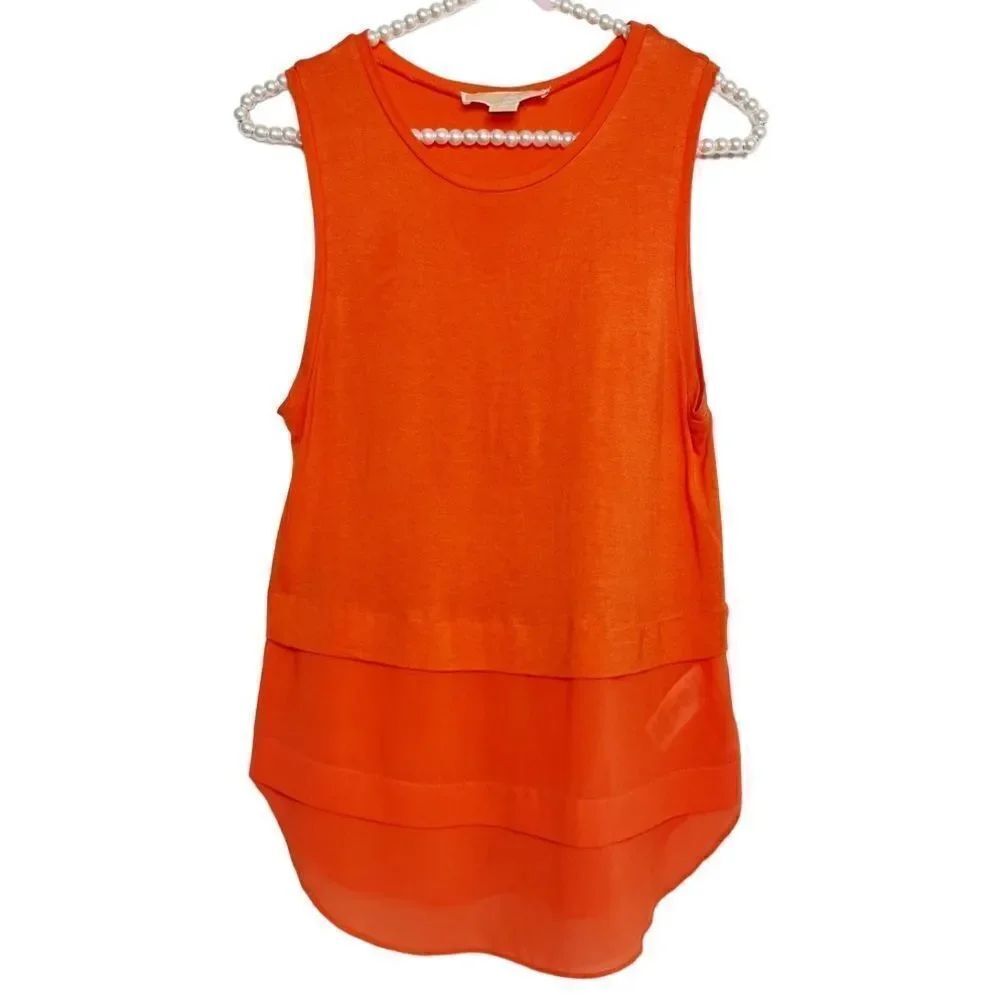 Michael Kors Tiered Sleeveless Blouse Orange Size XS